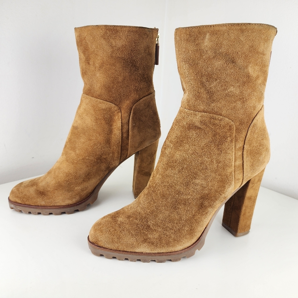 Aldo Women Tan Suede Ankle Boots Size 10 High Heels